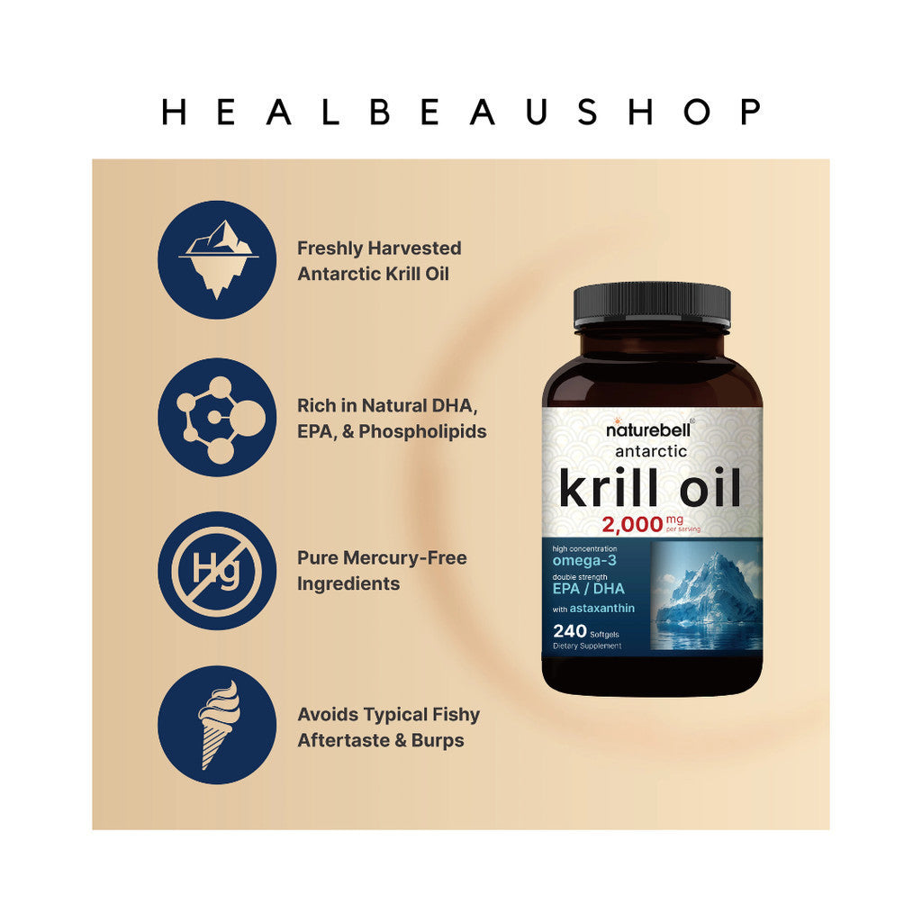 Naturebell Krill Oil 1000mg Omega 3 with Astaxanthin 240softgels