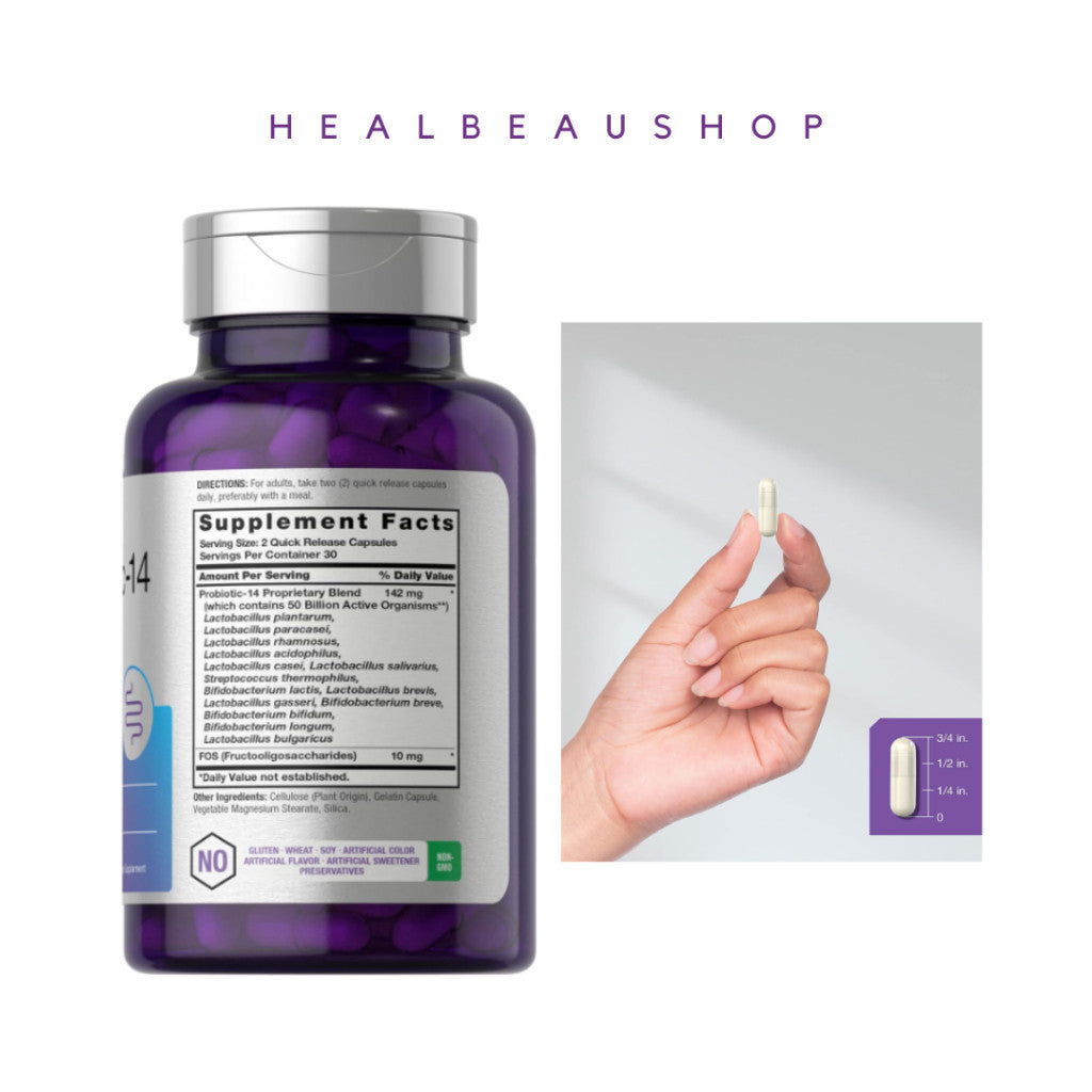 Horbaach Probiotic Prebiotic 50billion 14strain 60caps Lambung Pencernaan