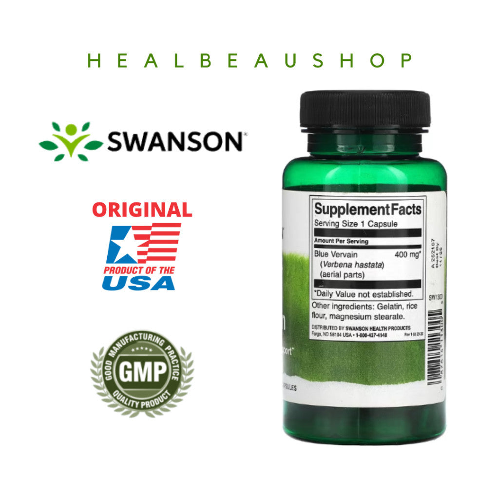 Swanson Blue Vervain 400mg Herbal Mood/Stress Support Original US