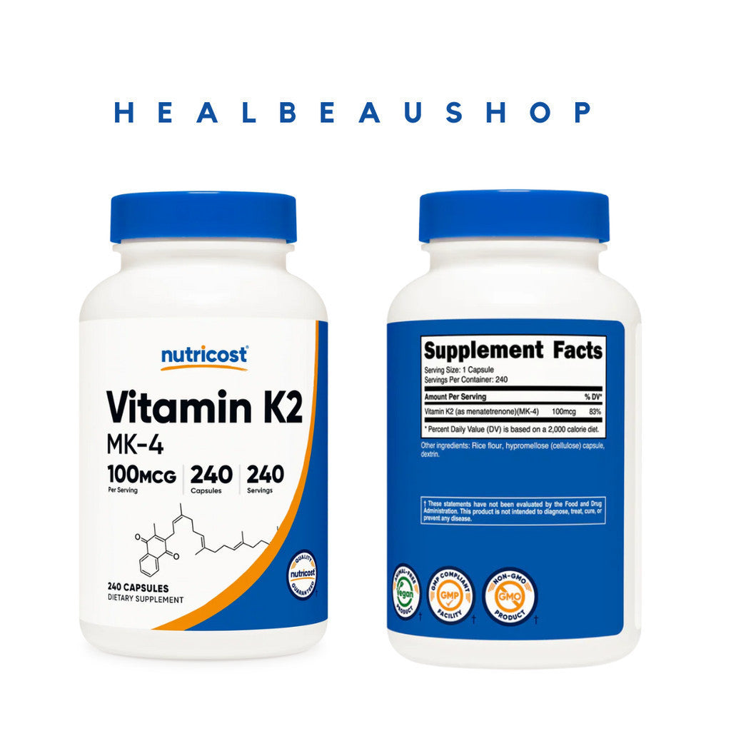 Nutricost MK7 MK4 K2 100mcg D3 5000iu 120 & 240 Softgels Suplemen Daya Tahan Tubuh