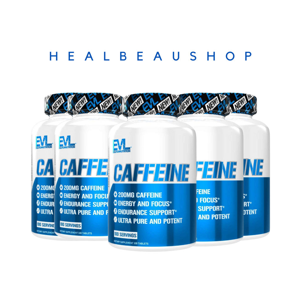 EVL Nutrition Caffeine 200mg 100tabs Suplemen Energi Fokus Ori USA