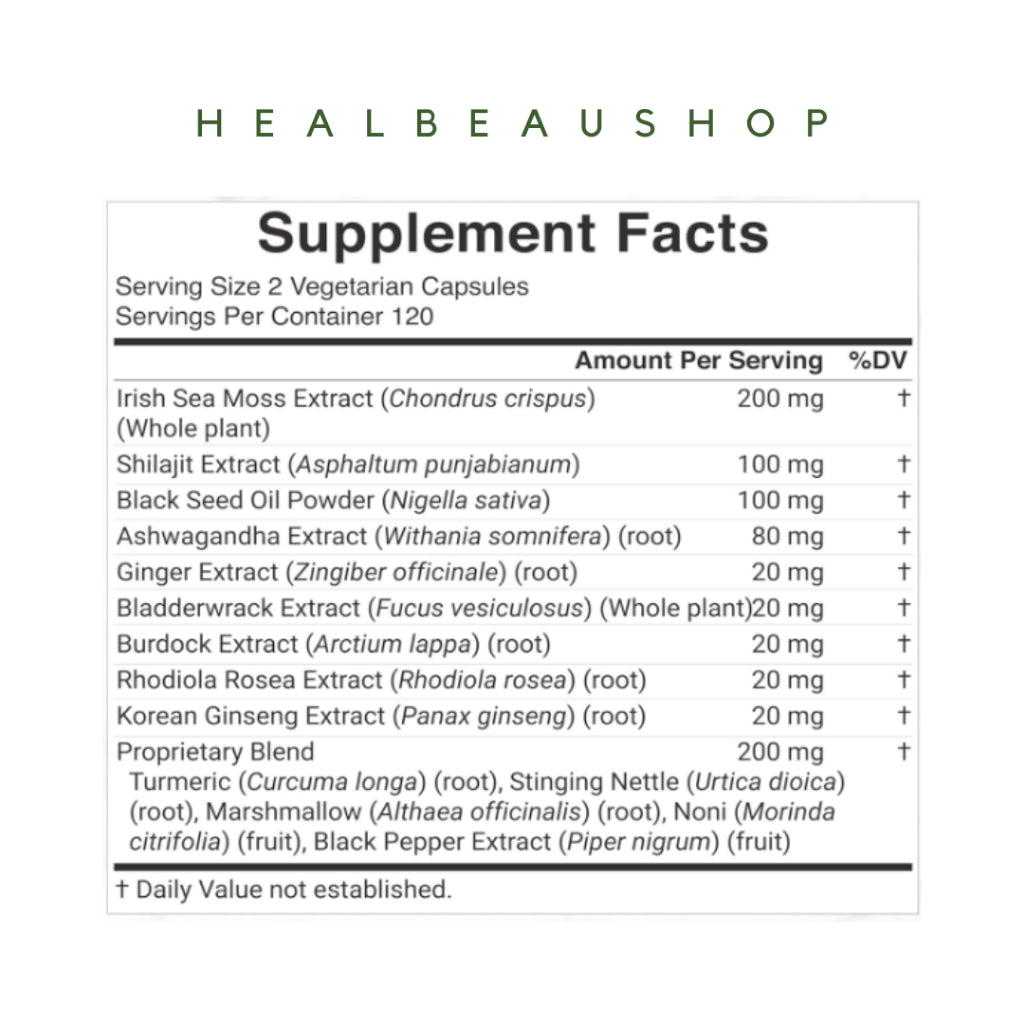 Deal Sea Moss 7000mg 14 Superfood 240caps Korean Panax, Black Seed, Ashwagandha