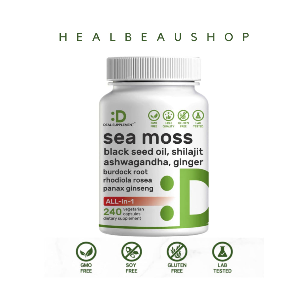 Deal Sea Moss 7000mg 14 Superfood 240caps Korean Panax, Black Seed, Ashwagandha