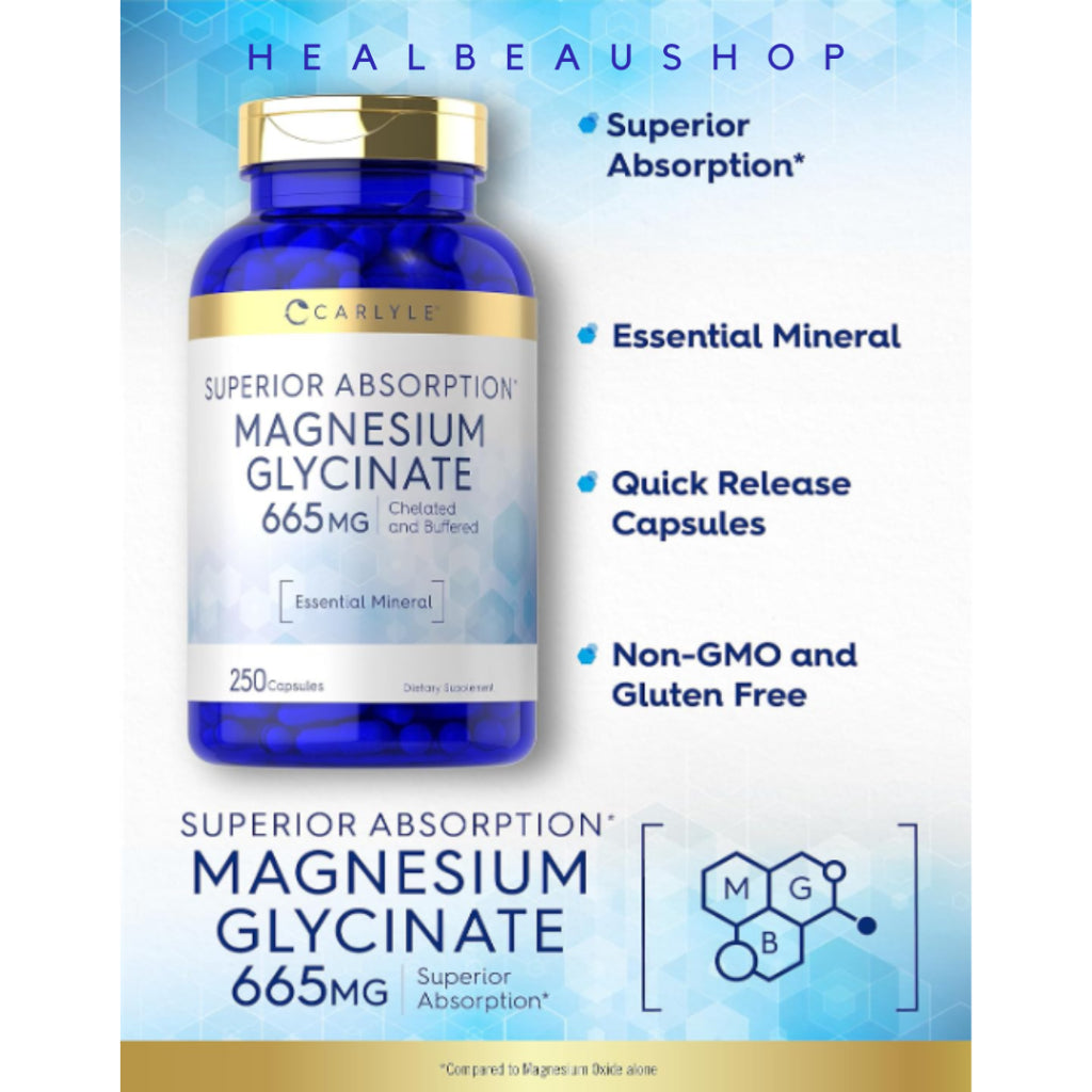 Carlyle Superior Absorption Magnesium Glycinate 665MG 250caps Original US