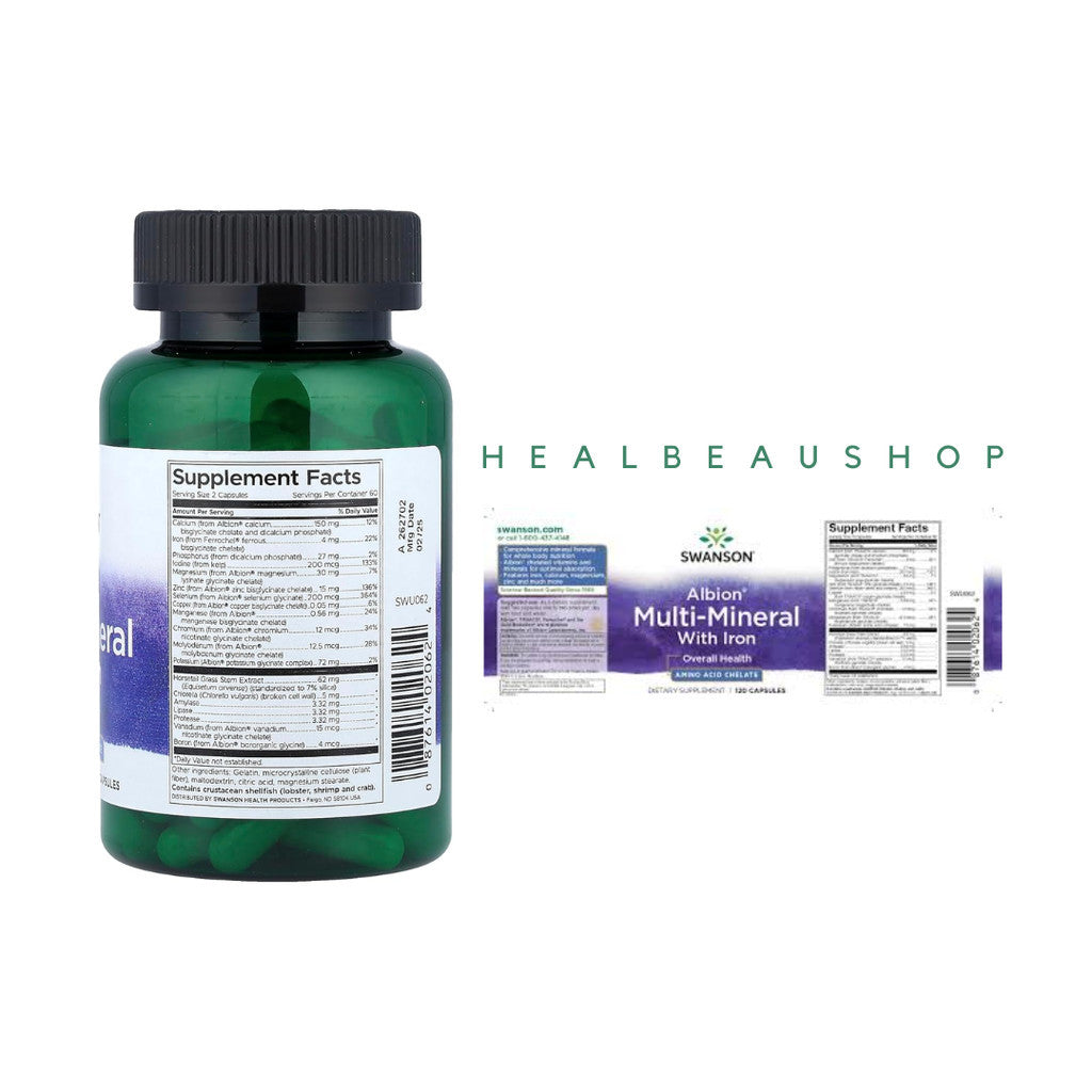 Swanson Albion Multi-MIneral With & Without Iron 120 CAPS Kesehatan Tulang & Otot