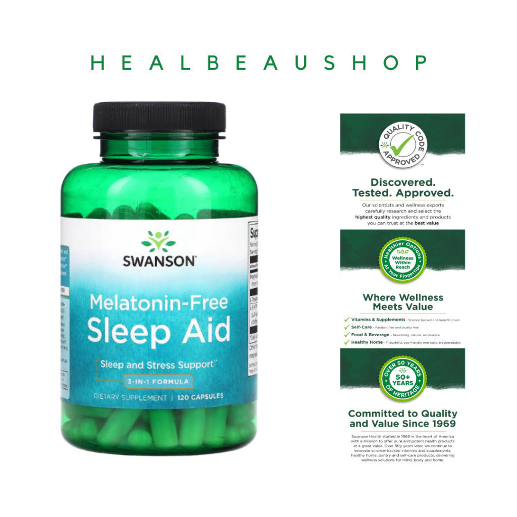 Swanson Melatonin Free Sleep Aid Magnesium Glycinate Theanine 5-HTP 120 caps