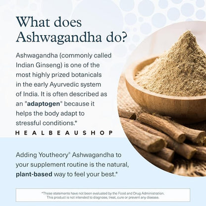 Youtheory Ashwagandha Help Reduce Stress with KSM-66 60Vcaps