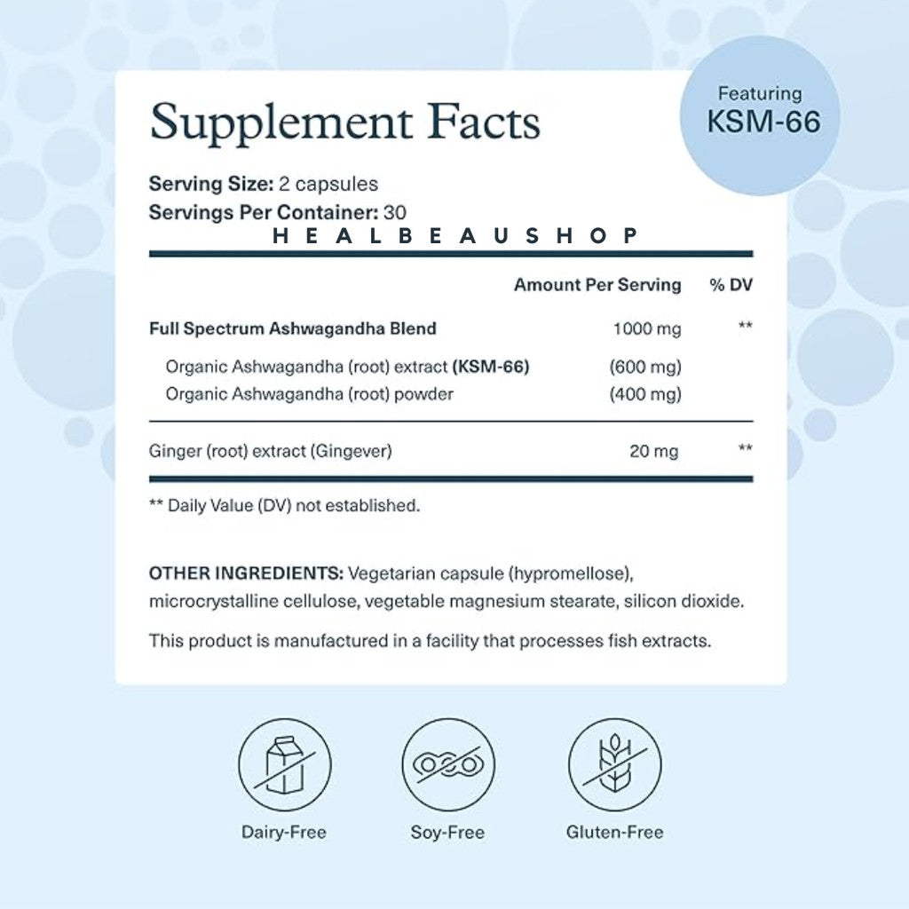 Youtheory Ashwagandha Help Reduce Stress with KSM-66 60Vcaps