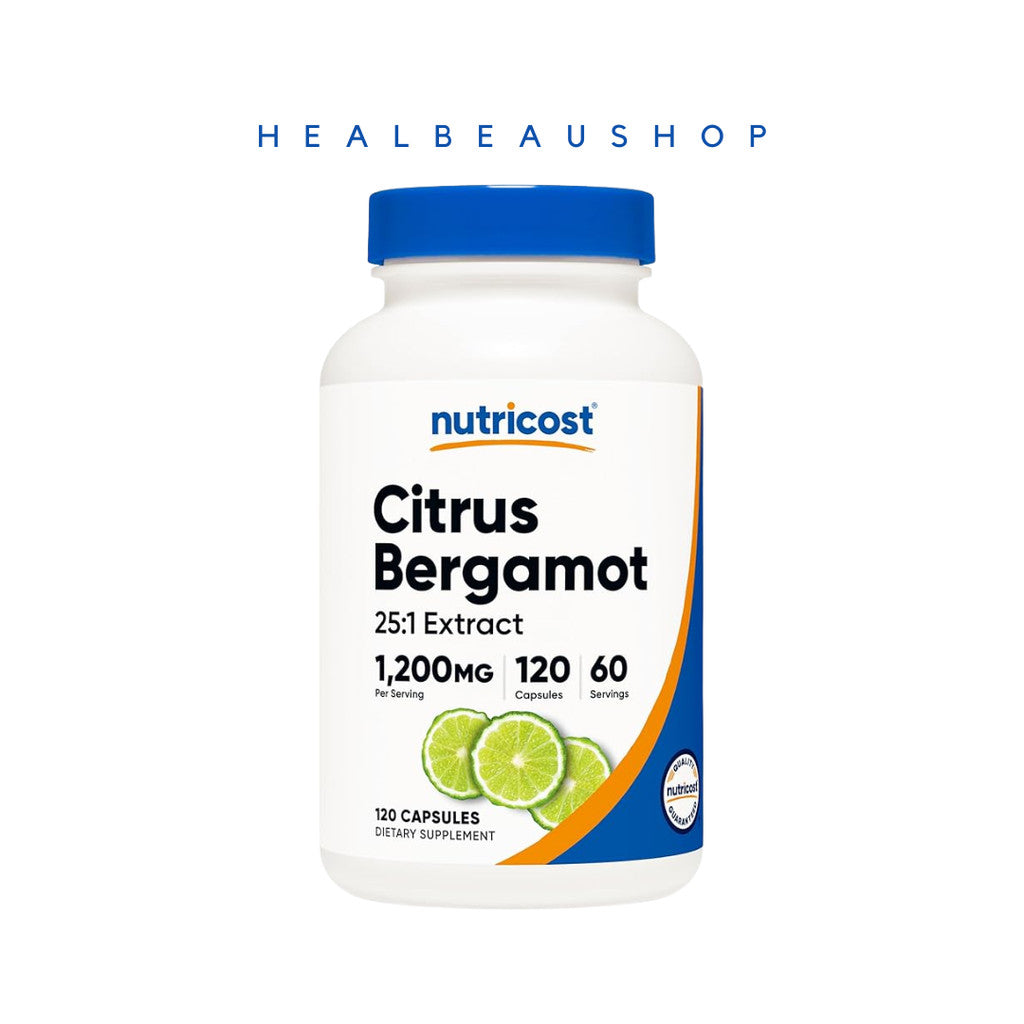 Nutricost Citrus Bergamot 1200mg, 120 Caps Bundling Package Suplemen Kolestrol