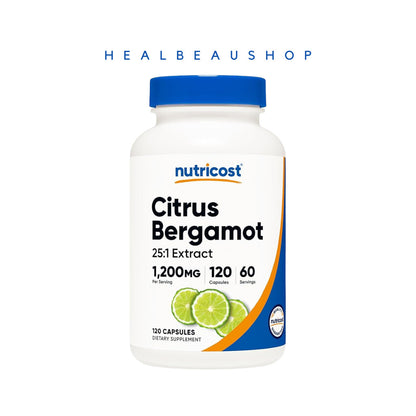 Nutricost Citrus Bergamot 1200mg, 120 Caps Bundling Package Suplemen Kolestrol