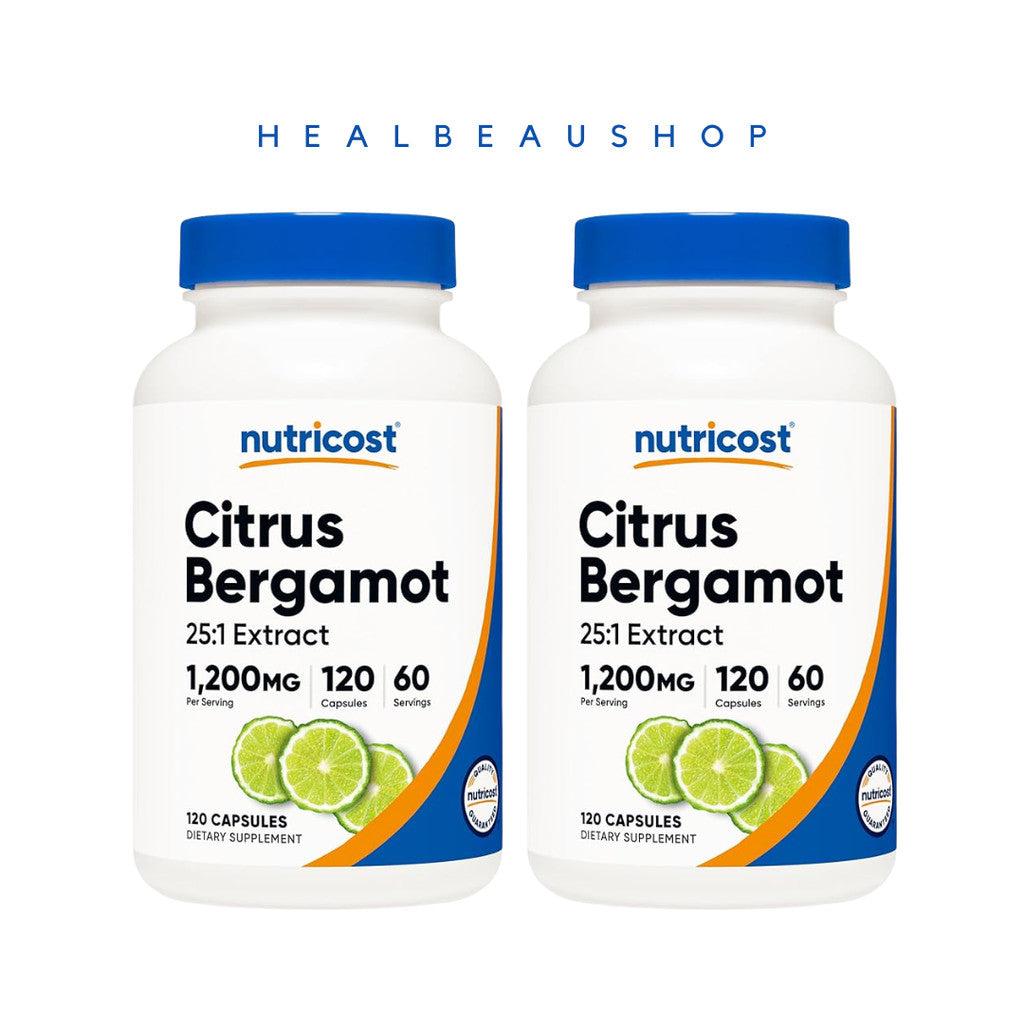 Nutricost Citrus Bergamot 1200mg, 120 Caps Bundling Package Suplemen Kolestrol