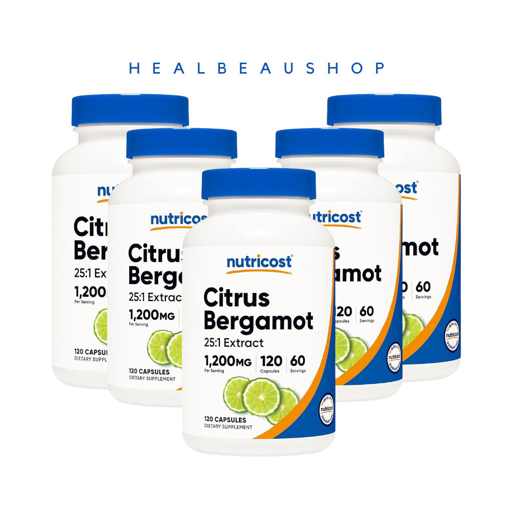 Nutricost Citrus Bergamot 1200mg, 120 Caps Bundling Package Suplemen Kolestrol