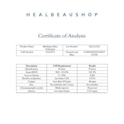 Methylene Blue 1% 50ml USP grade Vitamin Otak