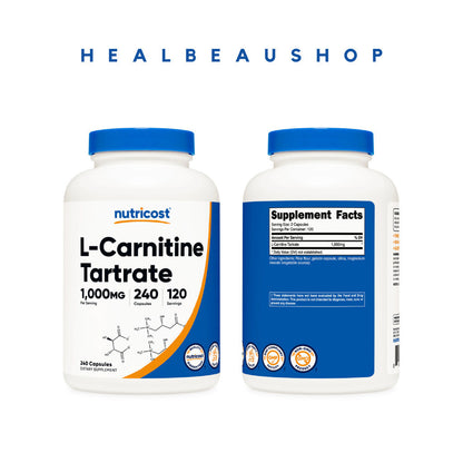 Nutricost L-Carnitine Tartrate 120caps / 240 mg 1000mg  Metabolisme Recovery Mscle Pain