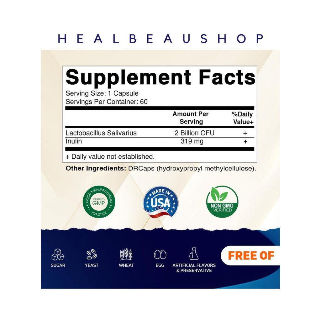 Vitamatic Lactobacillus Salivarius 2 Billion CFU & 10 Billion Complex 60 DRCaps
