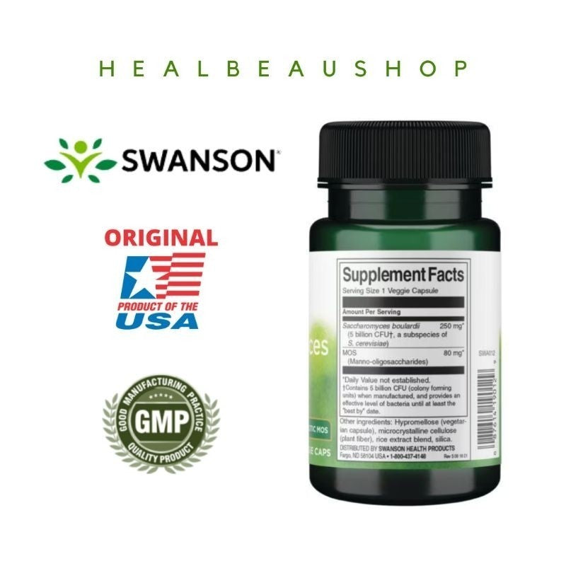 Swanson Saccharomyces Boulardii Vitamin/Suplemen Pencernaan, Lambung 5 Miliar CFU