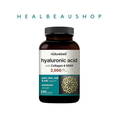 Naturebell Hyaluronic Acid with MSM & Collagen, 2000mg Per Serving, 240 Capsules