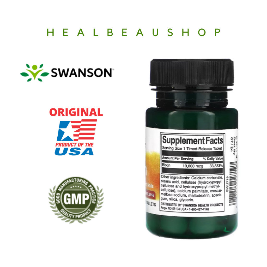 Swanson Biotin 5000mcg 10.000mcg Vitamin Rambut Kulit Kuku Ori USA