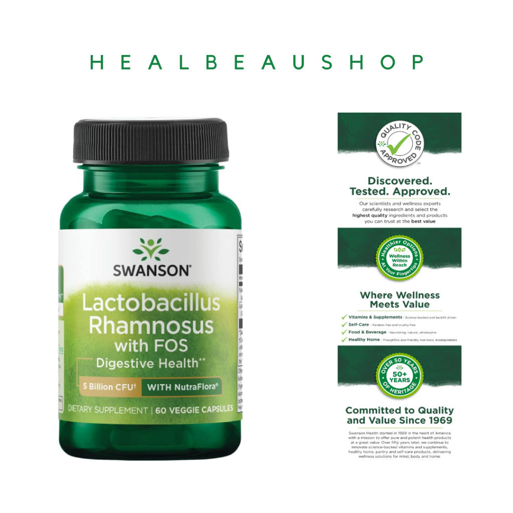 Swanson Lactobacillus Rhamnosus Fructooligosaccharides 125mg 60caps Ori US