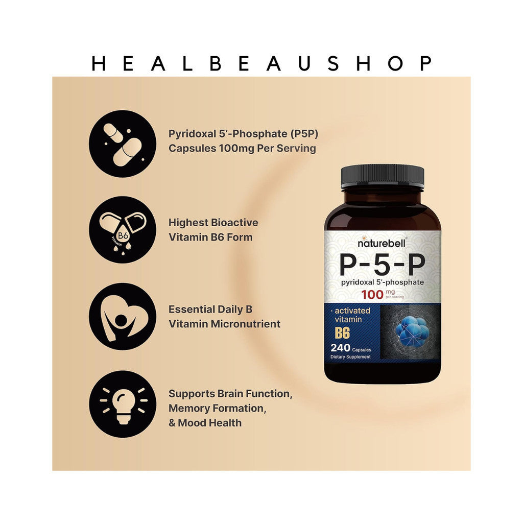 Naturebell P-5-P (Pyridoxal-5-Phosphate) 240 Capsules Vitamin B6
