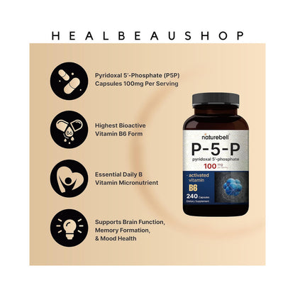 Naturebell P-5-P (Pyridoxal-5-Phosphate) 240 Capsules Vitamin B6