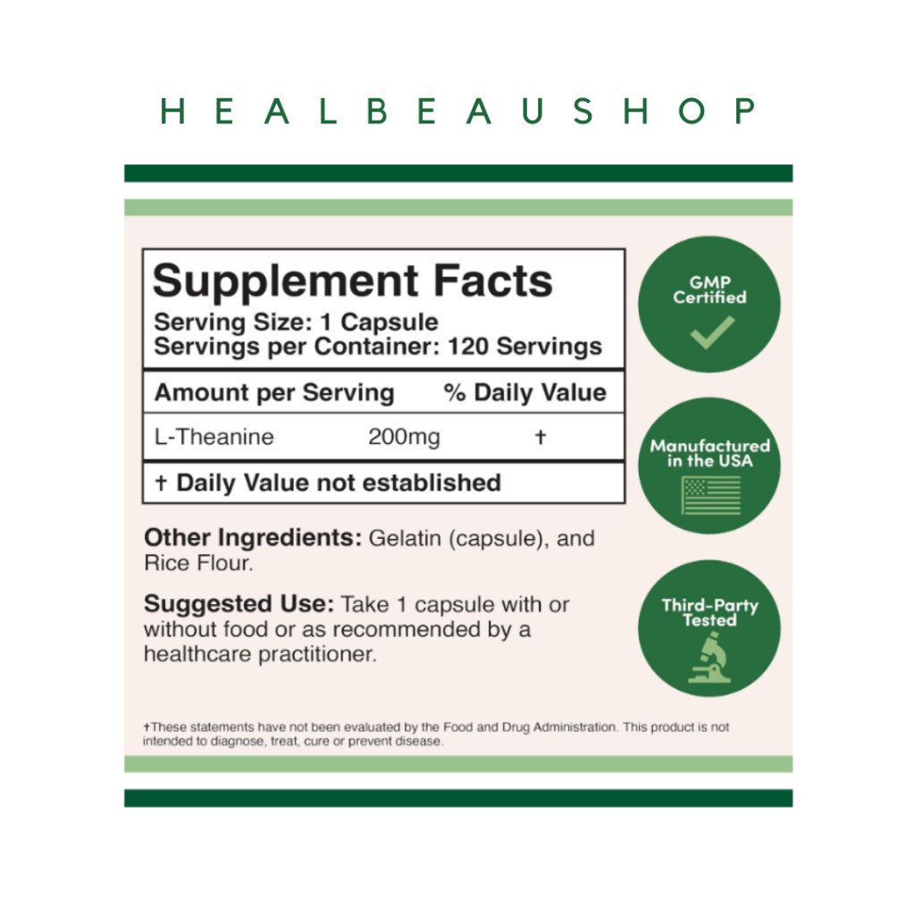 Doublewood L-Theanine 200mg 120caps Insomnia Stress Support Ori USA