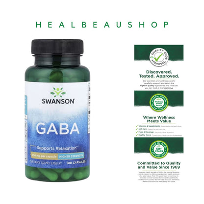 Swanson Gaba  500mg Suplemen Relaksasi Anti Cemas Insomnia Stress
