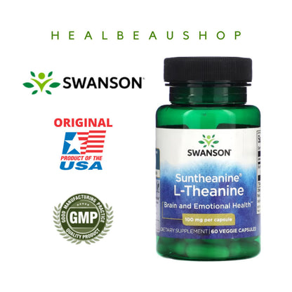 Swanson L-Theanine 100mg 60caps Vitamin Otak Stress Support Calm USA
