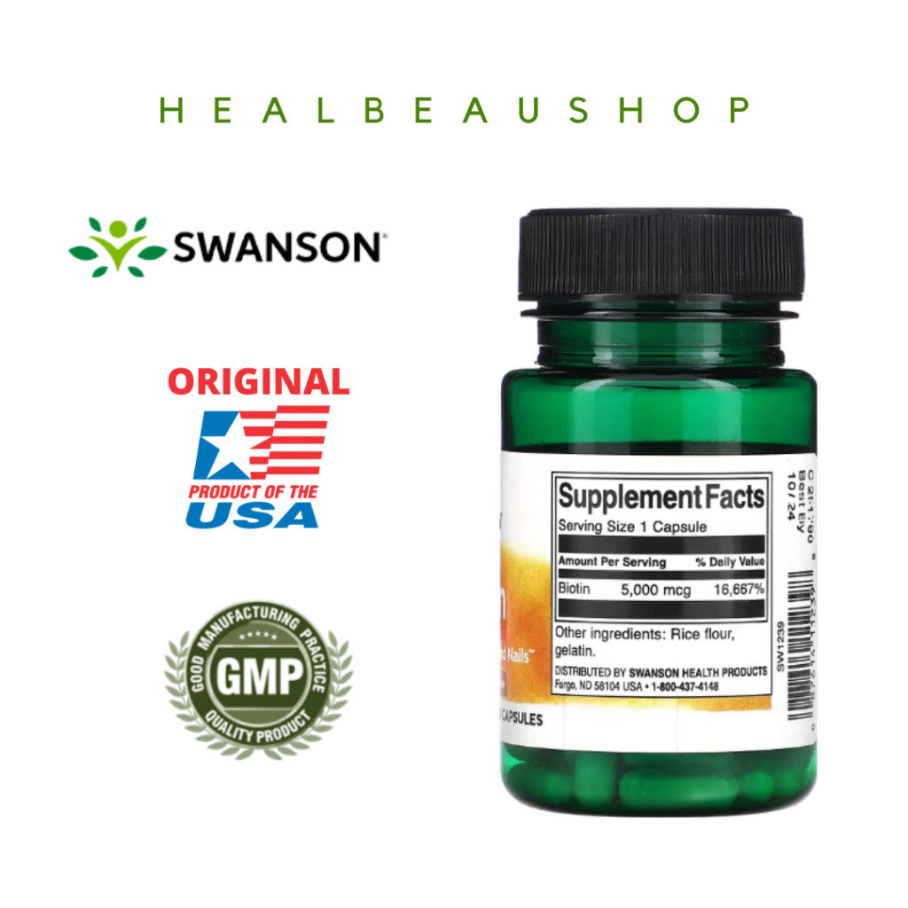 Swanson Biotin 5000mcg 10.000mcg Vitamin Rambut Kulit Kuku Ori USA