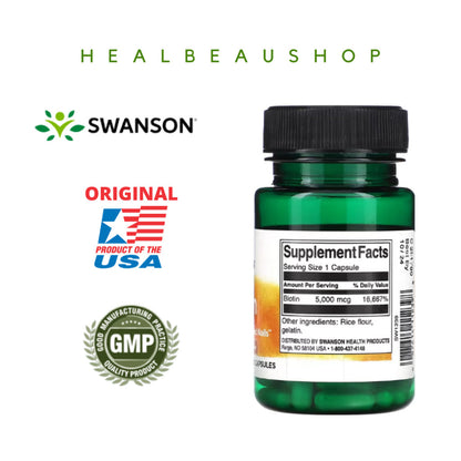 Swanson Biotin 5000mcg 10.000mcg Vitamin Rambut Kulit Kuku Ori USA