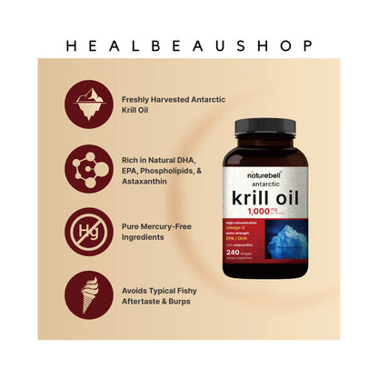 Naturebell Krill Oil 1000mg  Omega 3 with Astaxanthin 240softgels