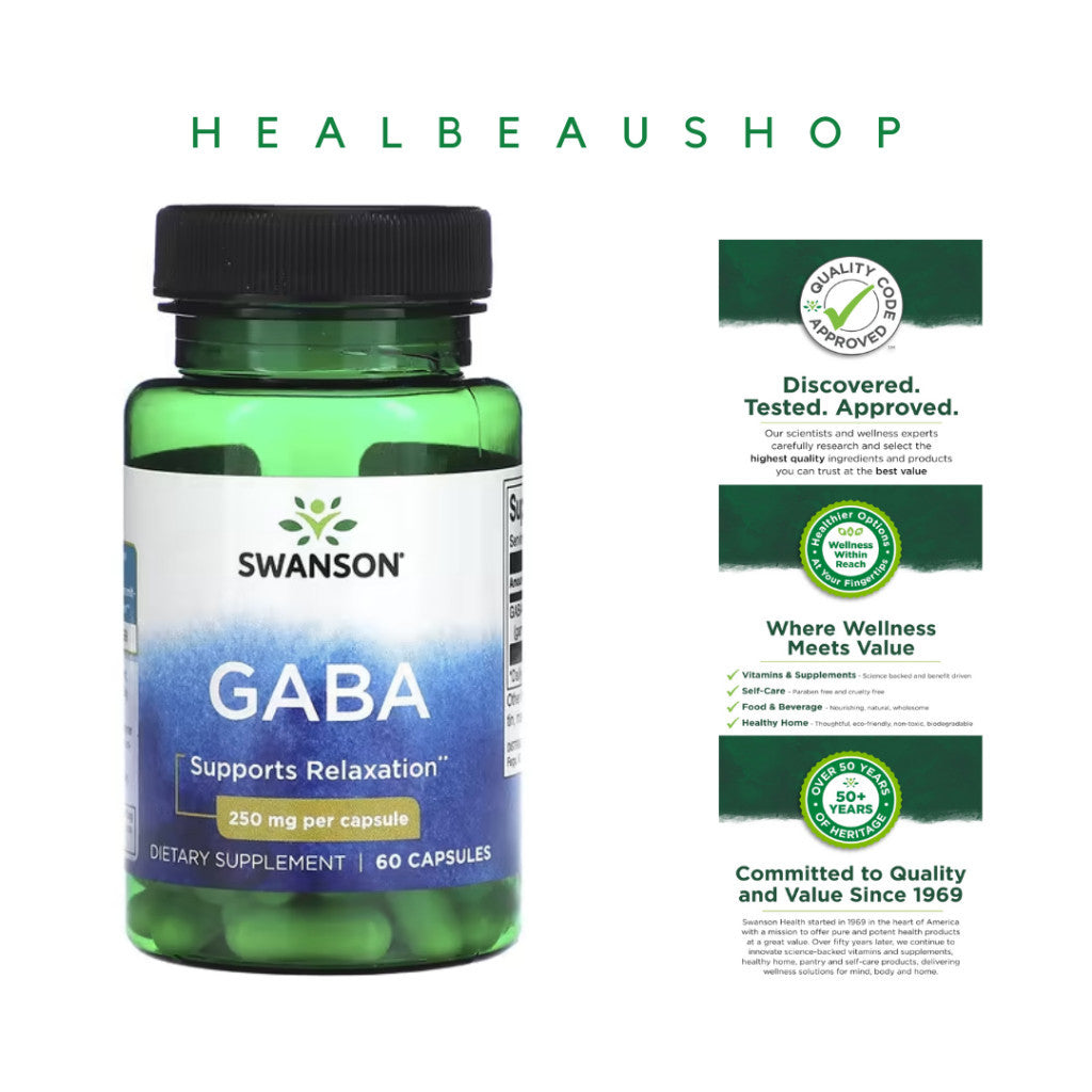 Swanson Gaba  500mg Suplemen Relaksasi Anti Cemas Insomnia Stress