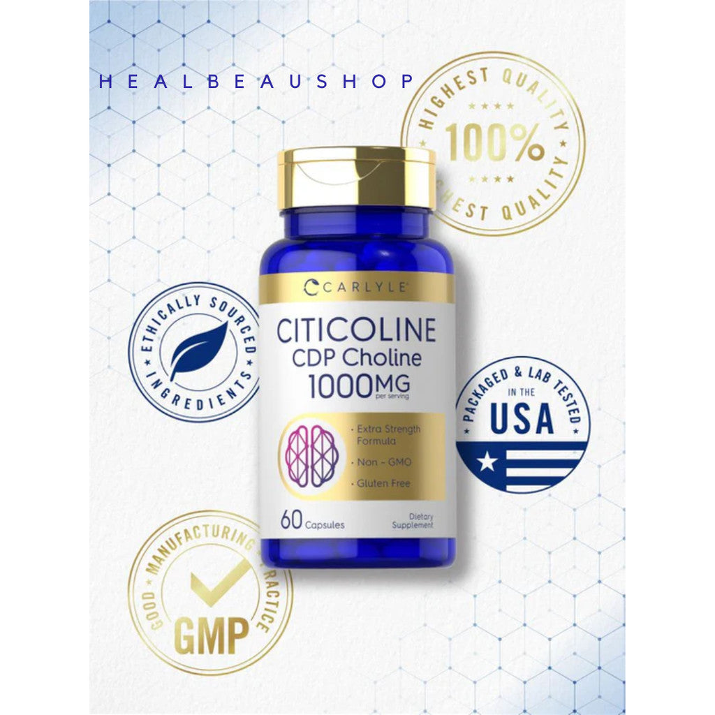 Carlyle Citicoline CDP Choline 1000mg – 60 Capsules | Brain, Memory & Nervous System Support Supplement