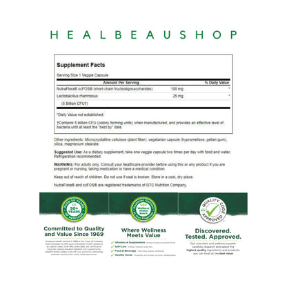 Swanson Lactobacillus Rhamnosus Fructooligosaccharides 125mg 60caps Ori US