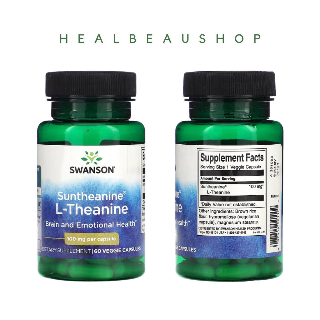 Swanson L-Theanine 100mg 60caps Vitamin Otak Stress Support Calm USA