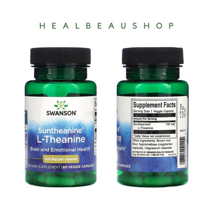 Swanson L-Theanine 100mg 60caps Vitamin Otak Stress Support Calm USA