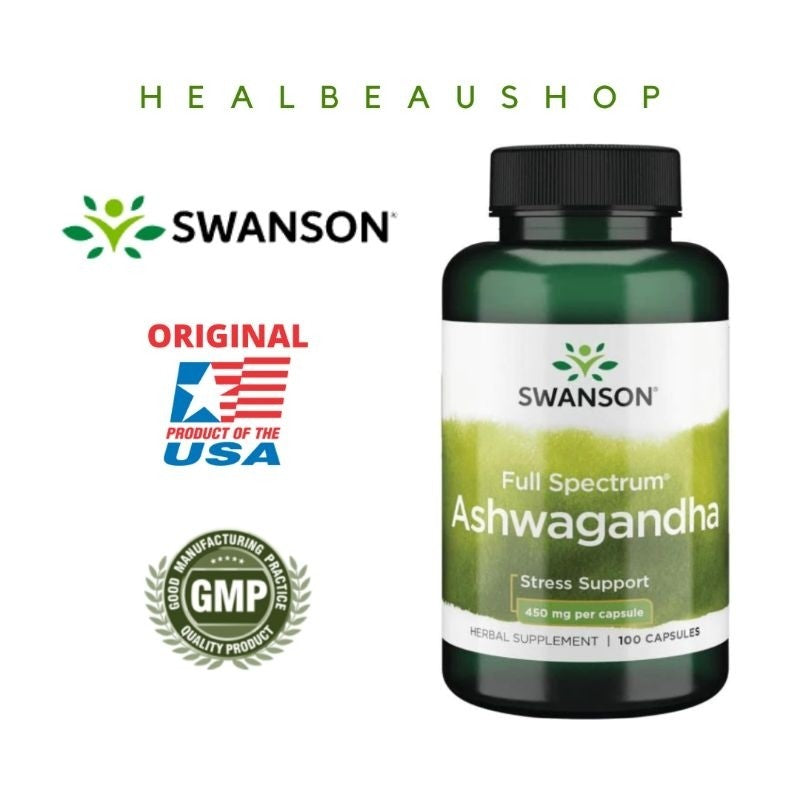 Swanson Full Spectrum Ashwagandha 450 mg Isi 100 Caps Original USA