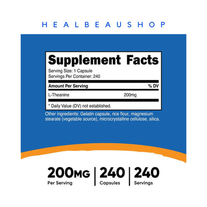 Nutricost L-Theanine 200mg 240caps Suplemen Insomnia Antidepresan Anxiety