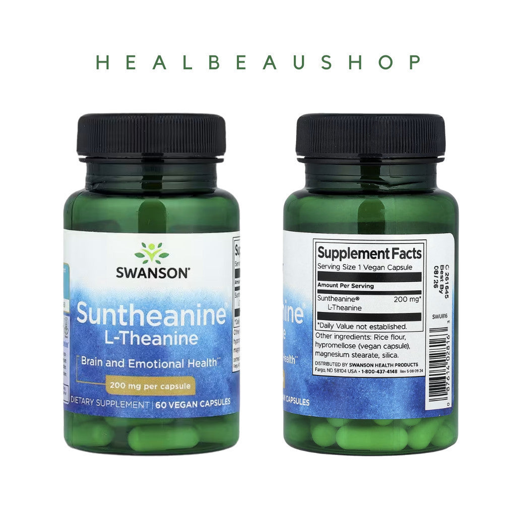Swanson L-Theanine 100mg 60caps Vitamin Otak Stress Support Calm USA