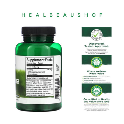Swanson Spirulina 500mg 180tablets Superfoods Antioksidan Detox