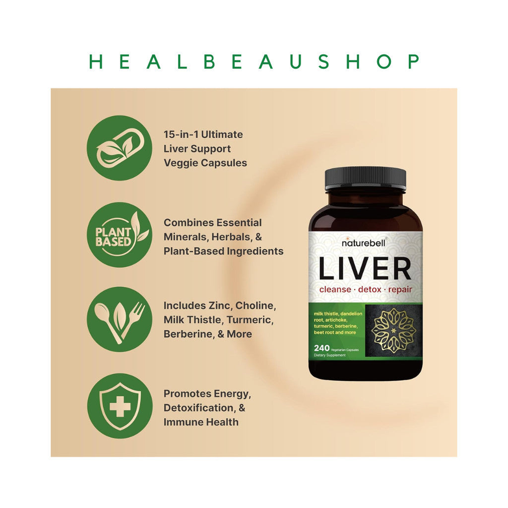 Naturebell Liver Detox Milk Thistle Turmeric Dandelion Root Beetroot 240caps