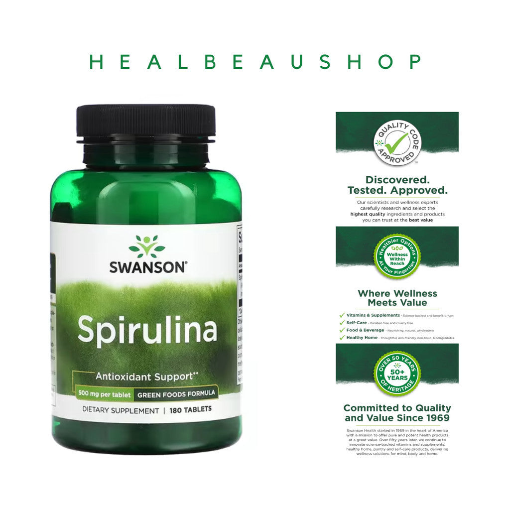 Swanson Spirulina 500mg 180tablets Superfoods Antioksidan Detox
