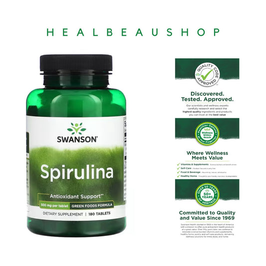Swanson Spirulina 500mg 180tablets Superfoods Antioksidan Detox