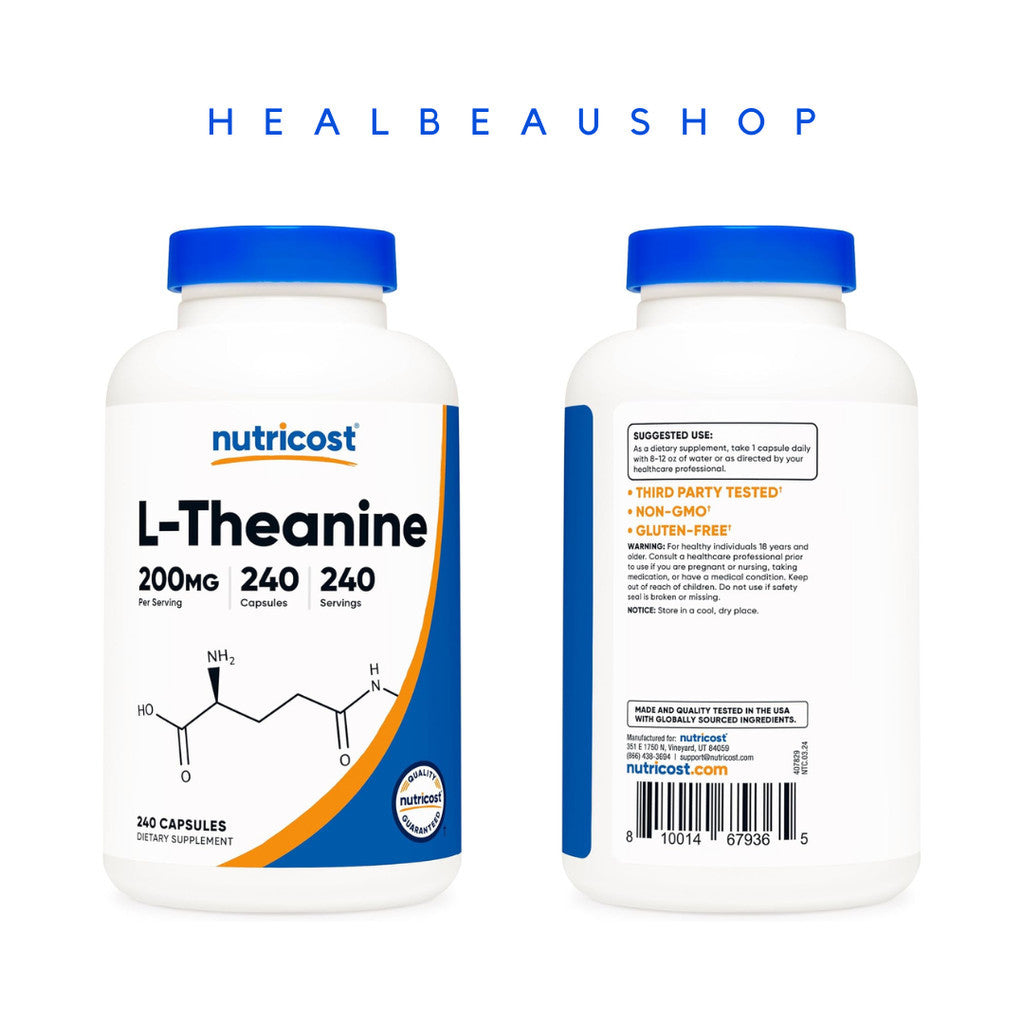 Nutricost L-Theanine 200mg 240caps Suplemen Insomnia Antidepresan Anxiety