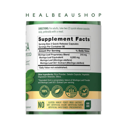 Carlyle Moringa Oleifera 6000mg per serving 180caps Daun Kelor Antioksidan
