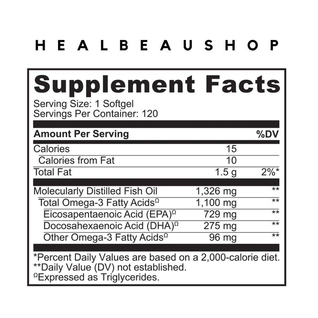 No. 1 USA Omega 3 Triglyceride Fish Oil Premium EPA DHA 1100mg 120 Softgels Ori