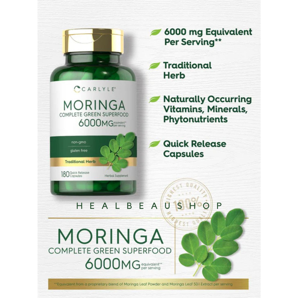 Carlyle Moringa Oleifera 6000mg per serving 180caps Daun Kelor Antioksidan