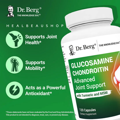 Dr. Berg Glucosamine Chondroitin MSM Turmeric & Boswellia - Suplemen Persendian 1500 mg Glucosamine Sulfate - Includes 120 Capsules