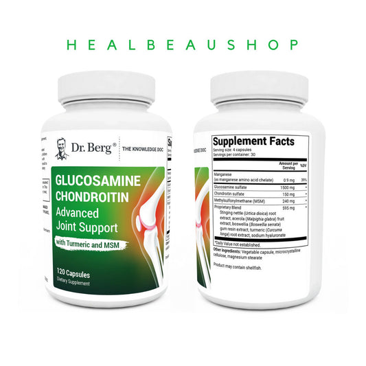 Dr. Berg Glucosamine Chondroitin MSM Turmeric & Boswellia - Suplemen Persendian 1500 mg Glucosamine Sulfate - Includes 120 Capsules