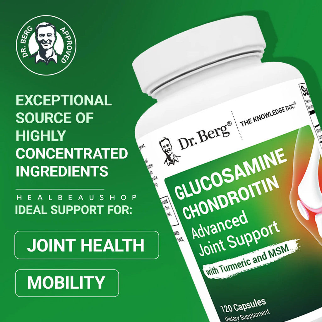 Dr. Berg Glucosamine Chondroitin MSM Turmeric & Boswellia - Suplemen Persendian 1500 mg Glucosamine Sulfate - Includes 120 Capsules